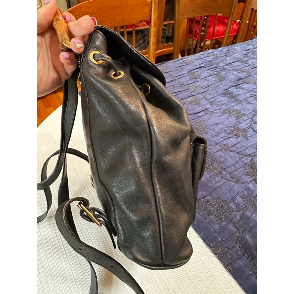 Gucci Black Leather Bamboo Handle Leather Backpack - Picture 6 of 13